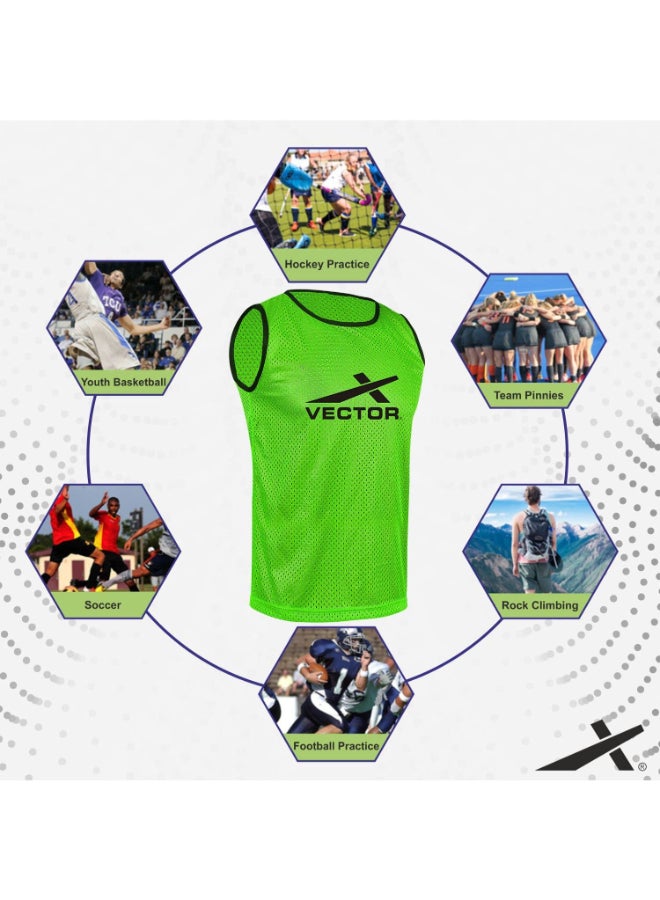 Vector X Training Bibs for Football Soccer Basketball Volleyball for Track and Field Play - Green, M - Image 3